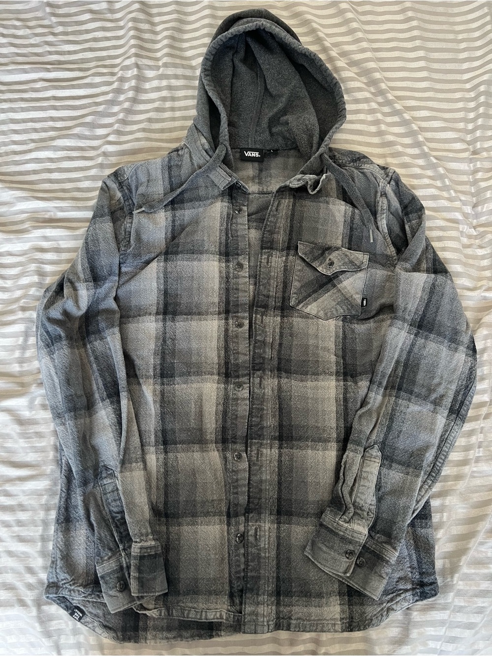 Vans Gray Plaid Hooded Shirt Jacket